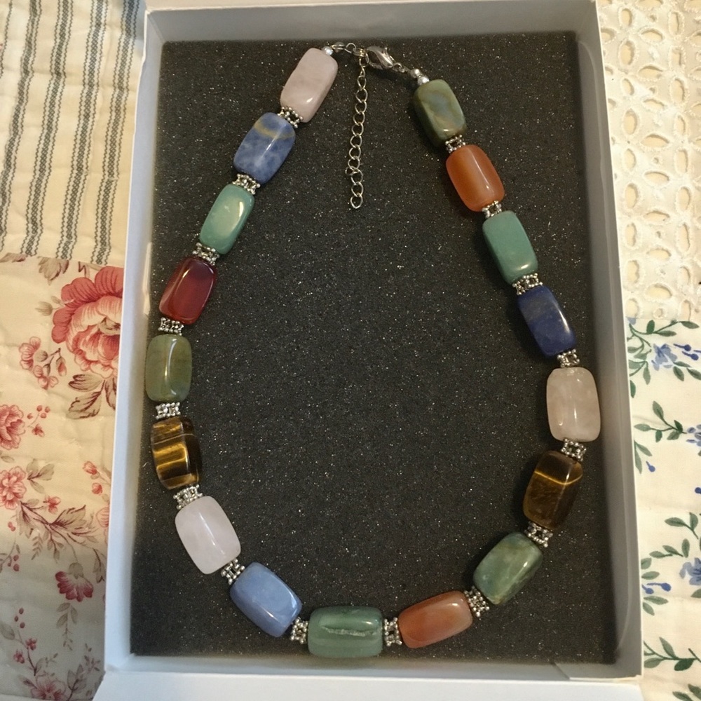Vintage Quartz Stone Polished 18” Chunky Statement Necklace